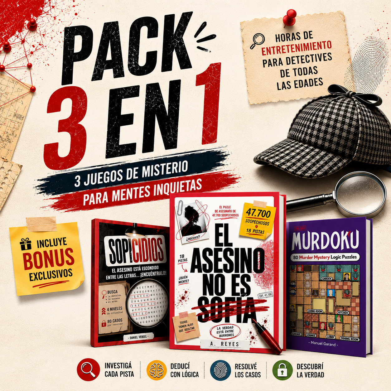 PACK DETECTIVE 3x1 + 3 BONUS DE REGALO 🎁
